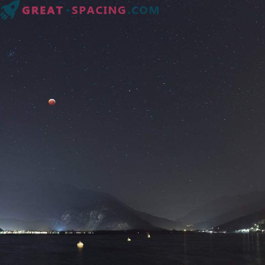 Mēness aptumsums virs Maggiore ezera